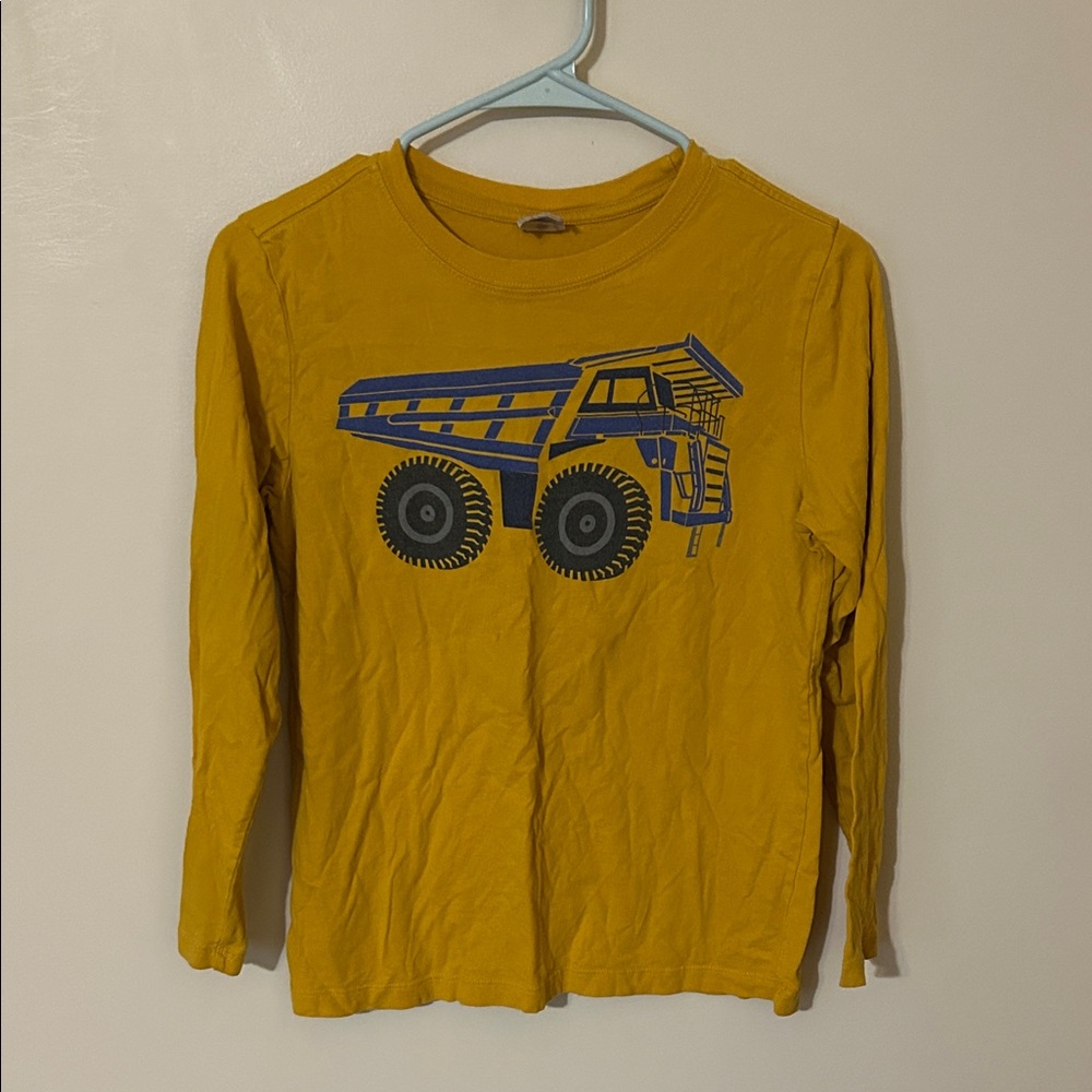 Hanna Andersson Mustard Long Sleeve Tee with Truck Design boys 12